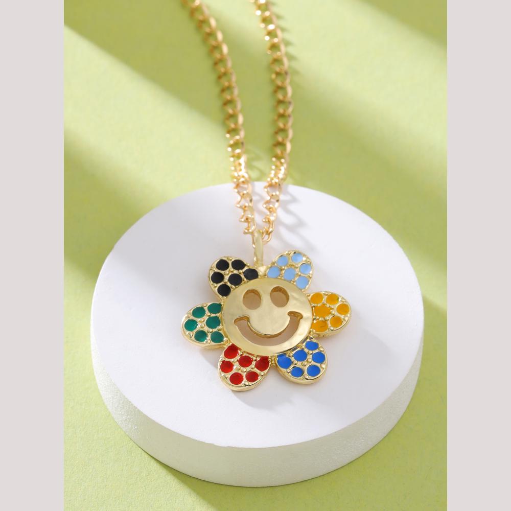 Viraasi Cute Smile Enamel Chain Pendant for Girls