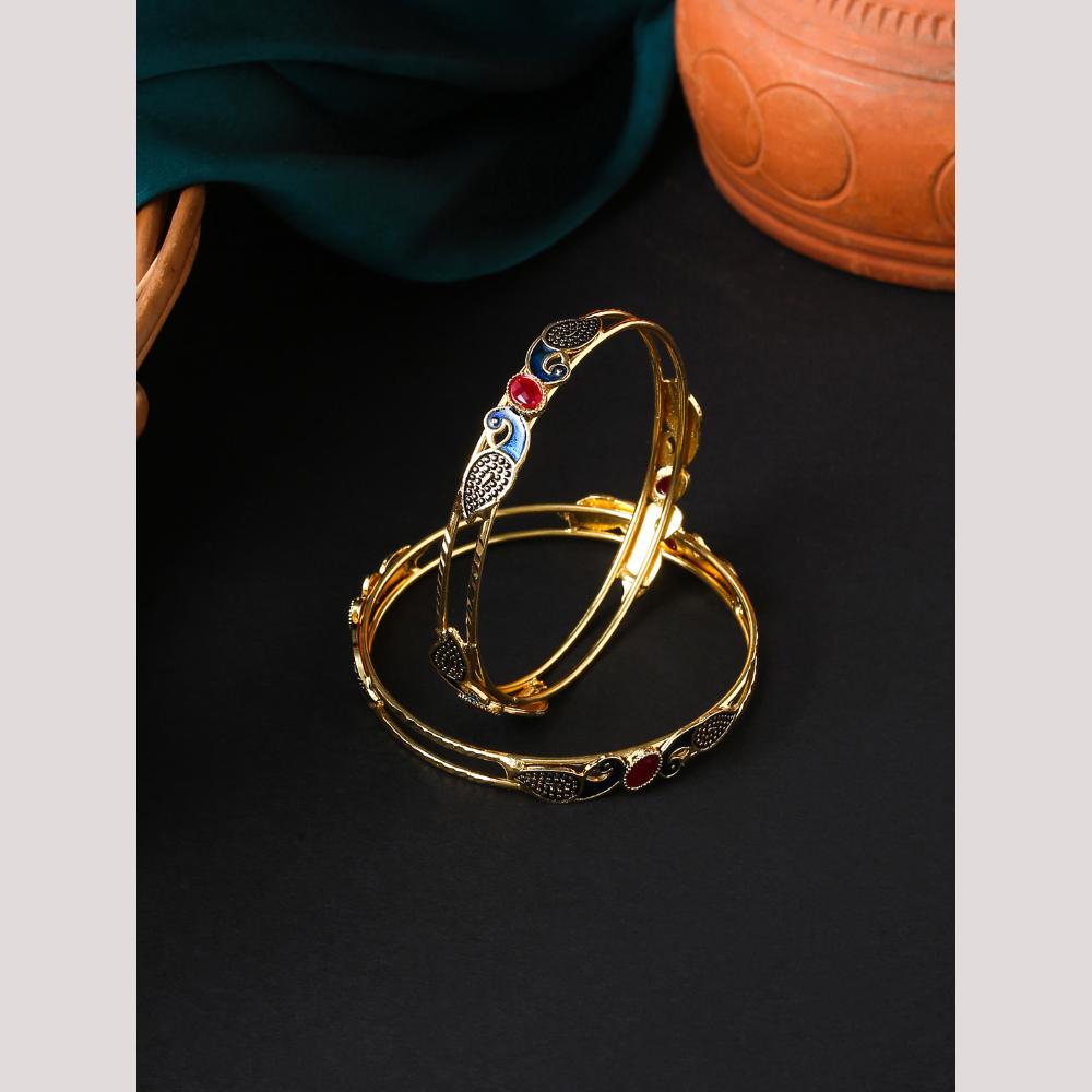 Viraasi Sparkling Pota Stone And Meenakari Bangles Set for Women