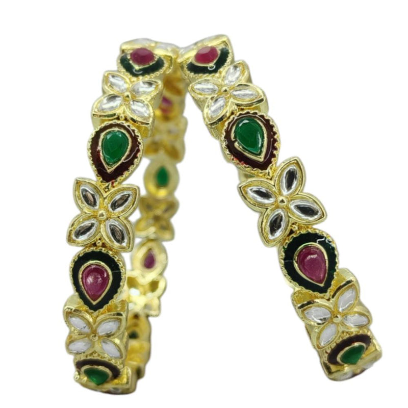 Amity Arts Gold Plated Meenakari Bangle (2 Piece)