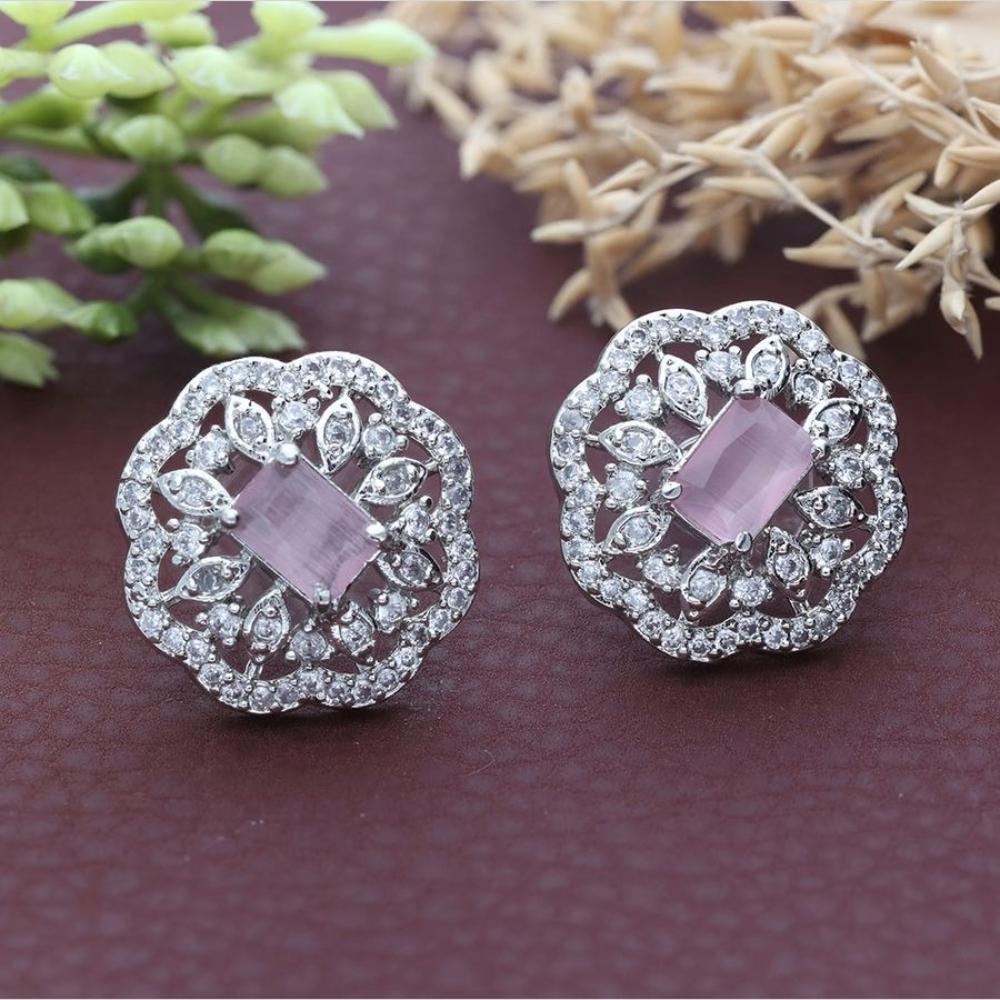 HR Sales Classic Rhodium Finish Austrian Stone And Crystal Studs