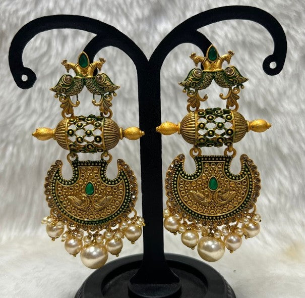 Infinity Jewels Gold Plated Pota Stone Dangler Earrings