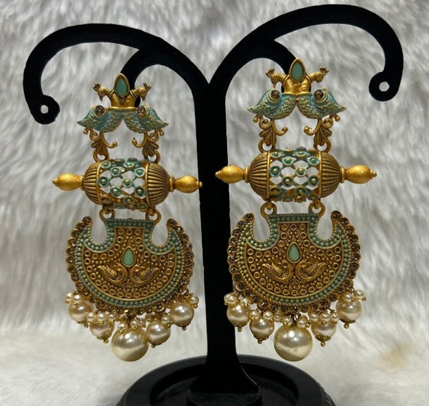 Infinity Jewels Gold Plated Pota Stone Dangler Earrings