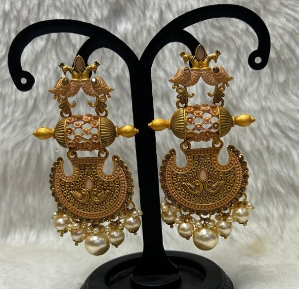 Infinity Jewels Gold Plated Pota Stone Dangler Earrings