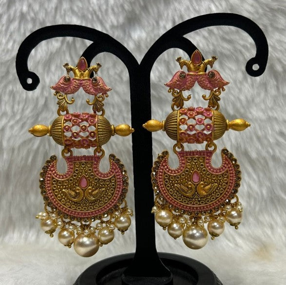 Infinity Jewels Gold Plated Pota Stone Dangler Earrings