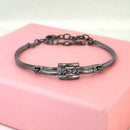 Urthn Black Plated Austrian Stone Bracelet - 1400554 (Pack Of 6)