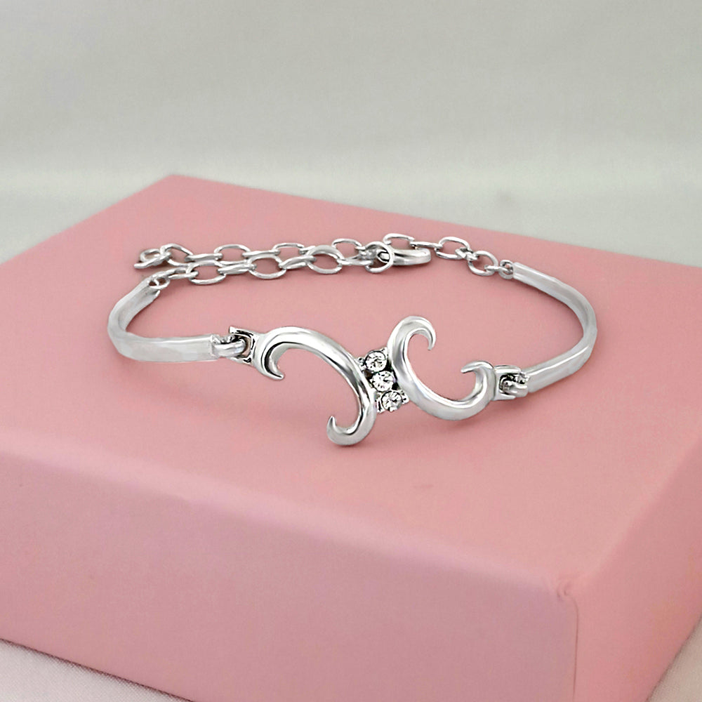 Urthn Silver Plated Austrian Stone Bracelet - 1400555A (Pack Of 6)