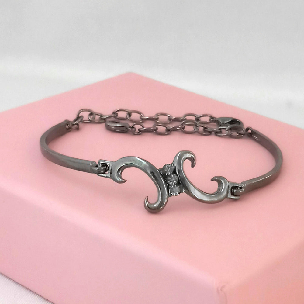 Urthn Black Plated Austrian Stone Bracelet - 1400555 (Pack Of 6)