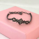 Urthn Black Plated Austrian Stone Bracelet - 1400556 (Pack Of 6)