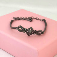 Urthn Black Plated Austrian Stone Bracelet - 1400556 (Pack Of 6)