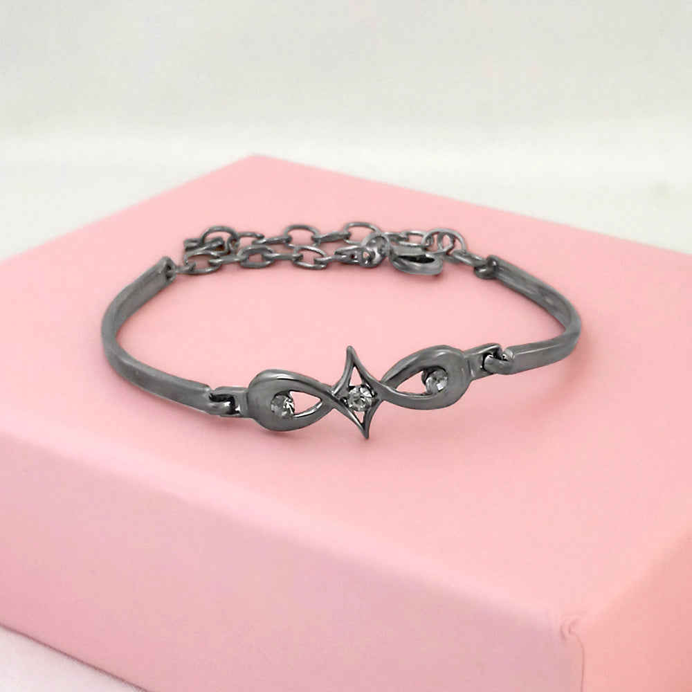 Urthn Black Plated Austrian Stone Bracelet - 1400558 (Pack Of 6)