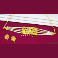 Mahavir Dye Gold Pearl Choker Necklace Set