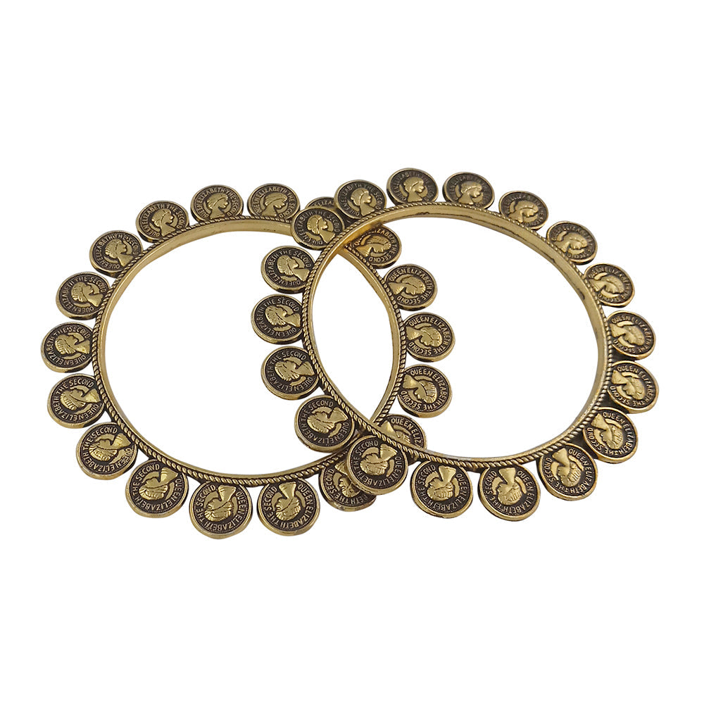 Urthn Traditional Oxidised Plated Bangles Set For Women (Set of 6)