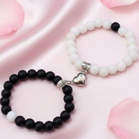 Urthn Love Connection Black & White Bead Bracelets (Pack of  6)