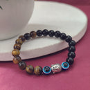 Urthn Mindful Harmony Tiger Eye Bracelet with Buddha & Evil Eye Details (Pack Of 6)