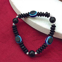 Urthn Black Glass  Evil Eye Beads Bracelet (Pack Of 6)