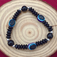 Urthn Black Glass  Evil Eye Beads Bracelet (Pack Of 6)