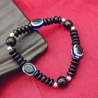 Urthn Black Glass  Evil Eye Beads Bracelet (Pack Of 6)