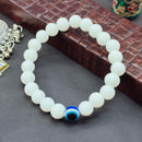 Urthn White Glass  Evil Eye Beads Bracelet (Pack Of 6)