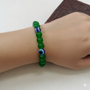 Urthn Trendy Green Beaded Bracelet with Blue Evil Eye Beads ( pack of 6 )