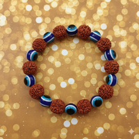 Urthn Evil Eye And Rudraksha  Stretchable  Bracelet (Pack Of 6)