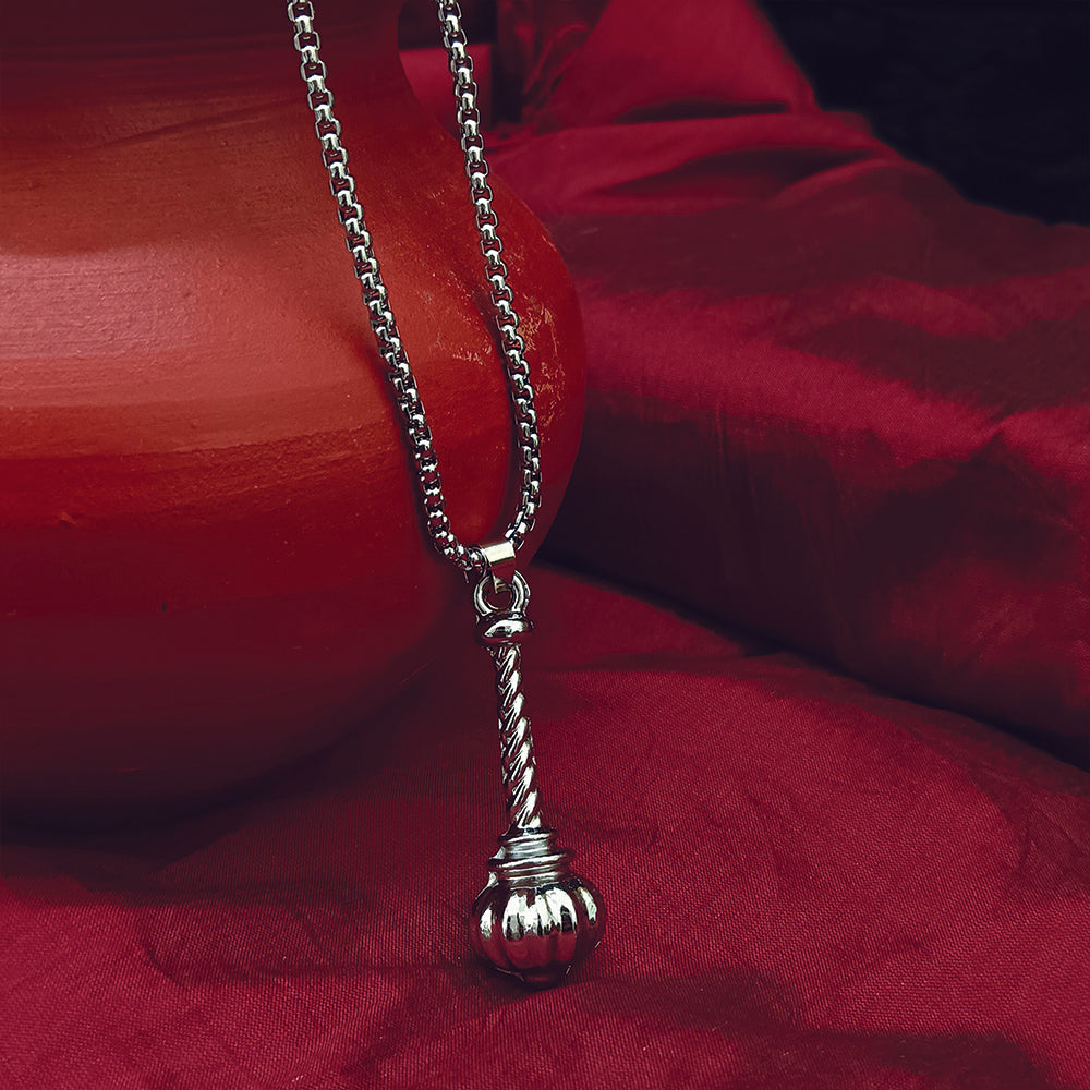Urthn Silver Plated Lord Hanuman Heavy Gada Chain Pendant for Men (Pack Of 6)