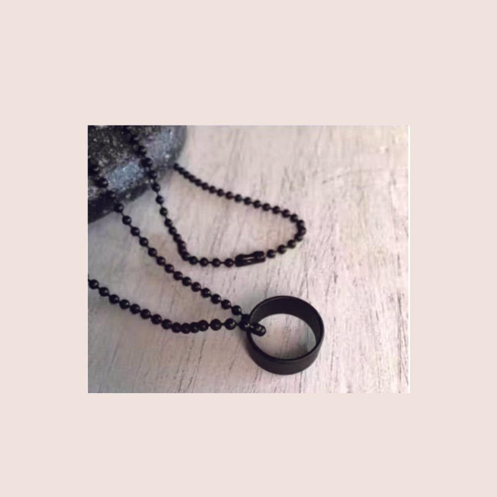 Urthn Black Ring Chain for Men & Boys (Pack Of 6)
