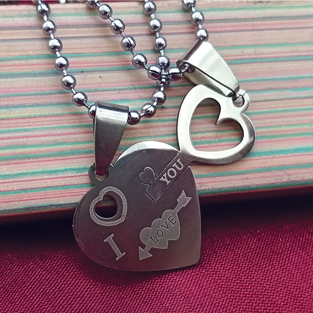 Urthn Love Key Heart Shape Chain Pendant- 1404876 (Pack Of 6)