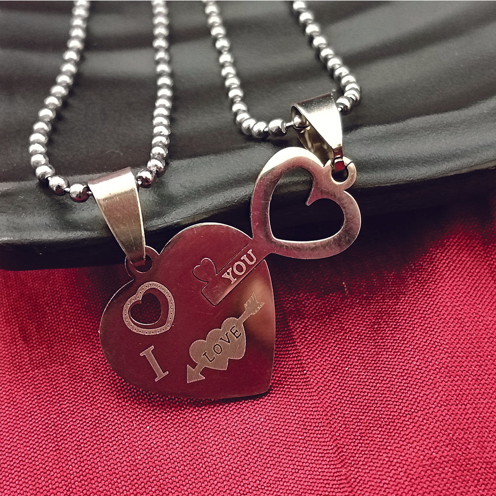 Urthn Love Key Heart Shape Chain Pendant- 1404876 (Pack Of 6)