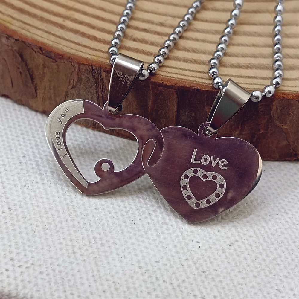 Urthn Heart Shape " Love You  "Chain Pendant- 1404880 (Pack Of 6)