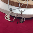 Urthn Heart Shape " Love " Couple Chain Pendant- 1404885 (Pack Of 6)