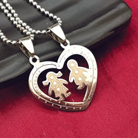 Urthn Heart Shape " Love " Couple Chain Pendant- 1404885 (Pack Of 6)