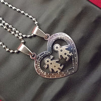 Urthn Heart Shape " Love " Couple Chain Pendant- 1404885 (Pack Of 6)