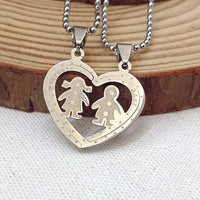 Urthn Heart Shape " Love " Couple Chain Pendant- 1404885 (Pack Of 6)