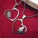 Urthn Heart Shape " Love " Couple Chain Pendant- 1404885 (Pack Of 6)