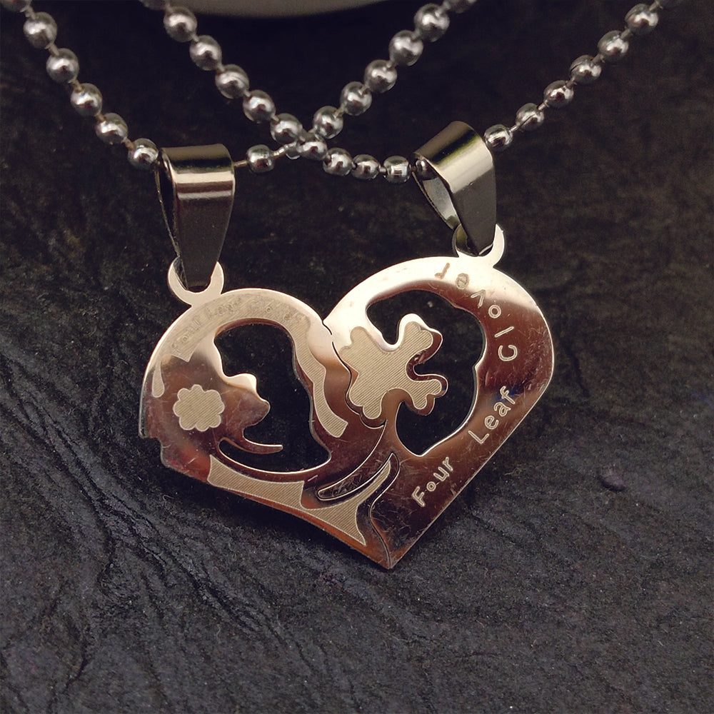 Urthn Heart Four Leaf Love Chain Pendant- 1404886 (Pack Of 6)