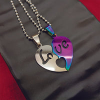 Urthn Heart Shape " LOVE " Couple Chain Pendant- 1404893 (Pack Of 6)
