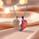 Urthn Heart Shape " HIS HER" Couple Chain Pendant- 1404894 (Pack Of 6)