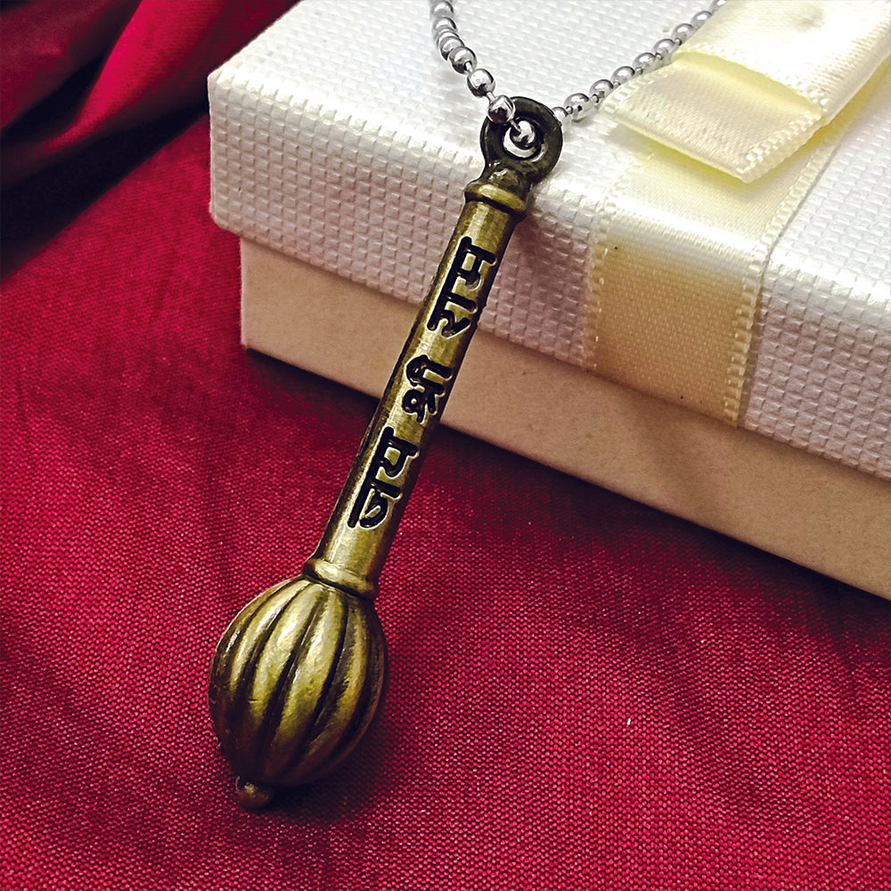 Urthn Hanuman Gada " Jai Shree Ram " Silver Chain Pendant