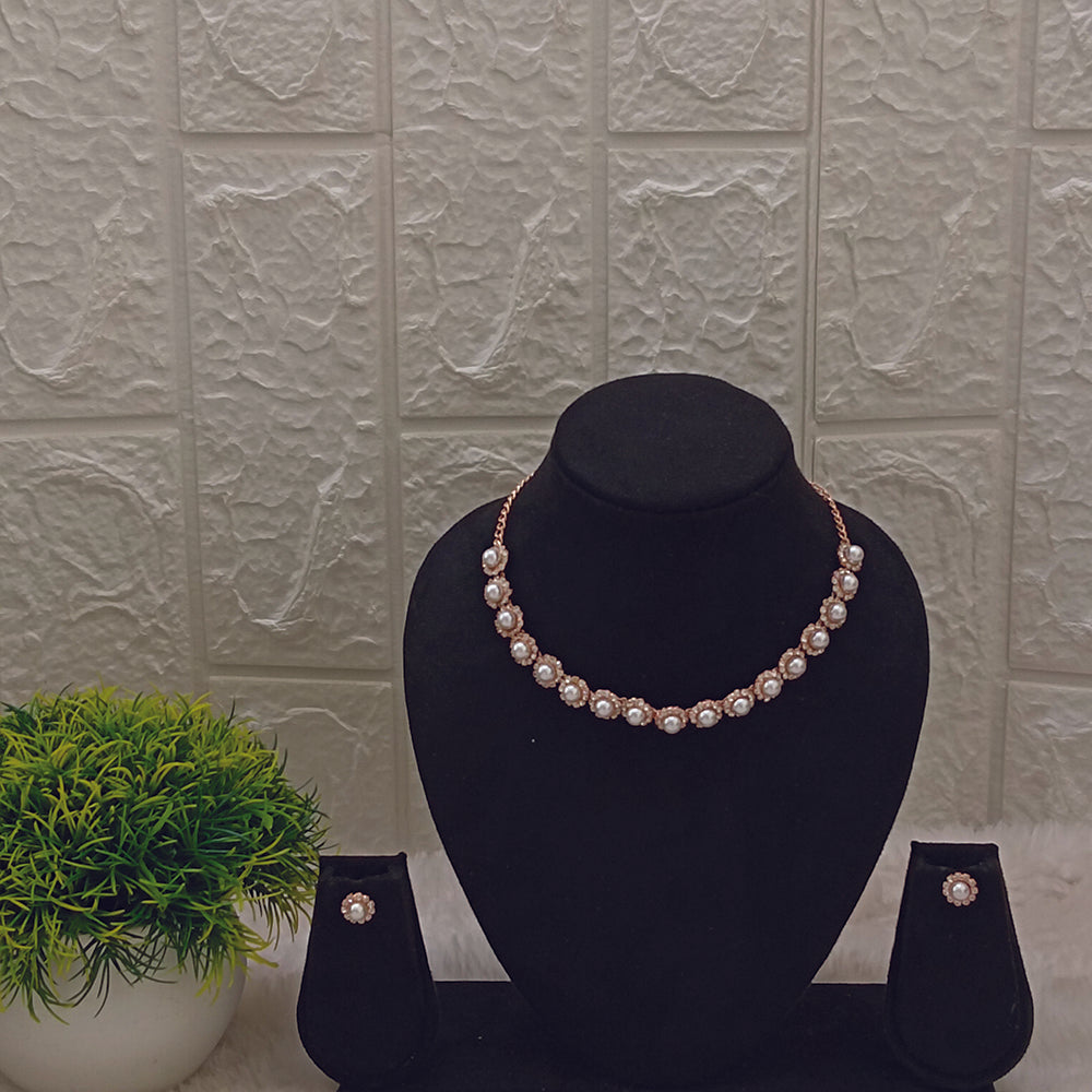 Urthn Rose Gold Plated Austrian Stone Necklace Set