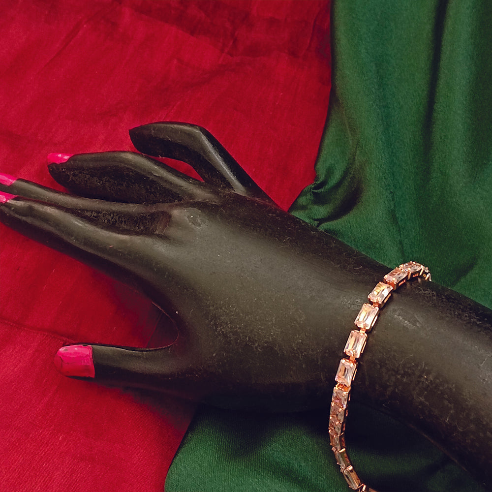 Urthn Rose Gold  Plated Crystal Stone Bracelet