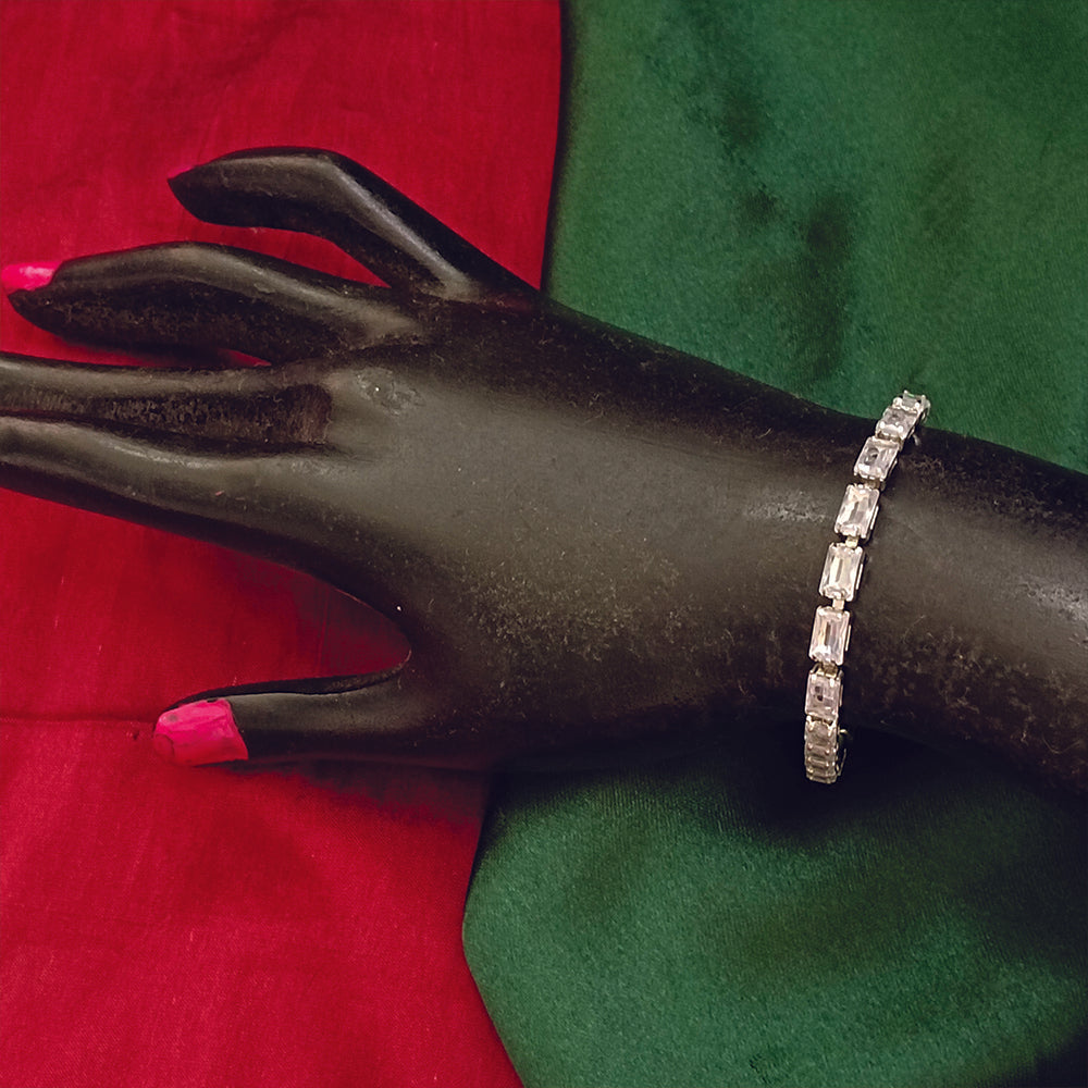 Urthn Silver Plated Crystal Stone Bracelet