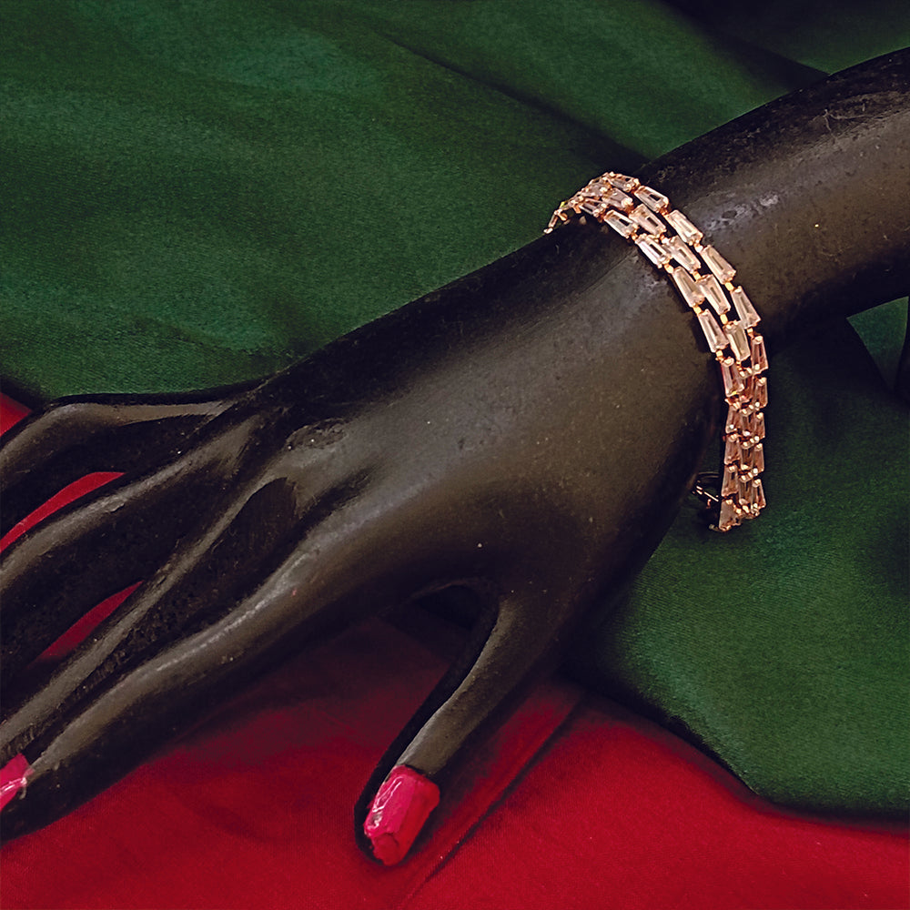 Urthn Silver Plated Crystal Stone 3 Line Bracelet