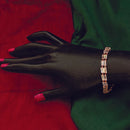 Urthn Rose Plated Crystal Stone 2 Line Bracelet