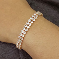 Urthn Rose Plated AD Stone 2 Line Bracelet