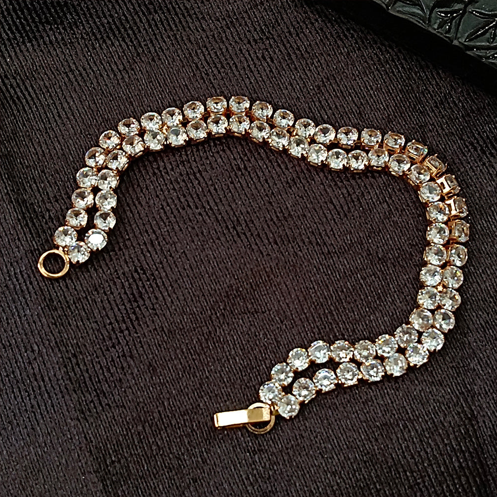 Urthn Rose Plated AD Stone 2 Line Bracelet