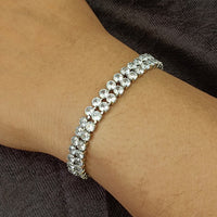 Urthn Silver Plated AD Stone 2 Line Bracelet