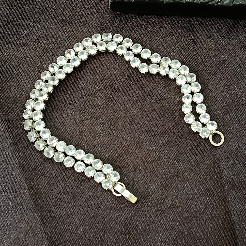 Urthn Silver Plated AD Stone 2 Line Bracelet