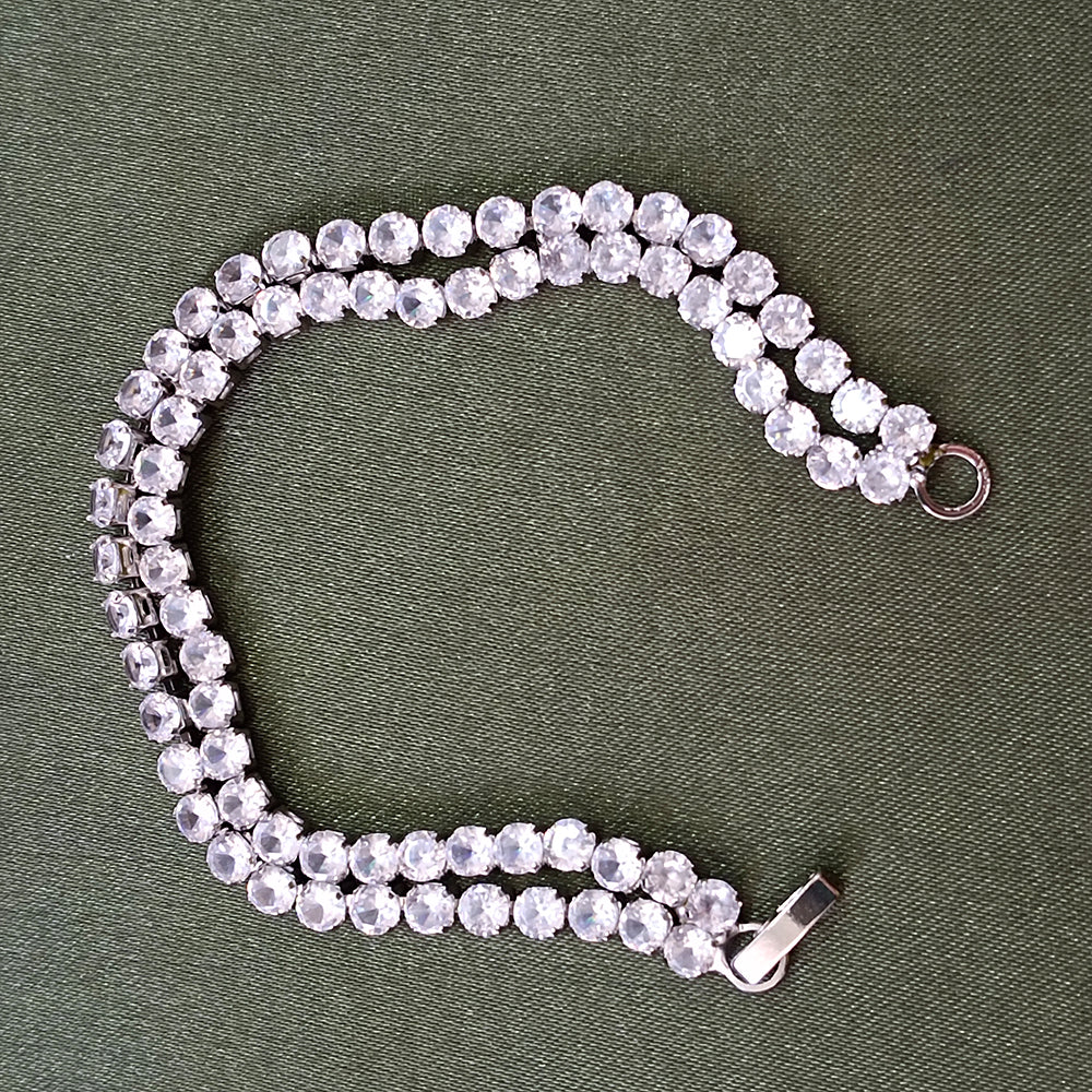 Urthn Silver Plated AD Stone 2 Line Bracelet