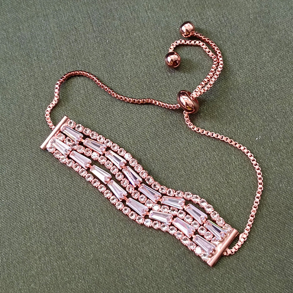 Urthn Rose Plated AD Stone Bracelet