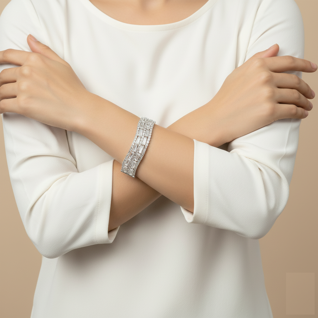 Urthn Silver Plated AD Stone Bracelet